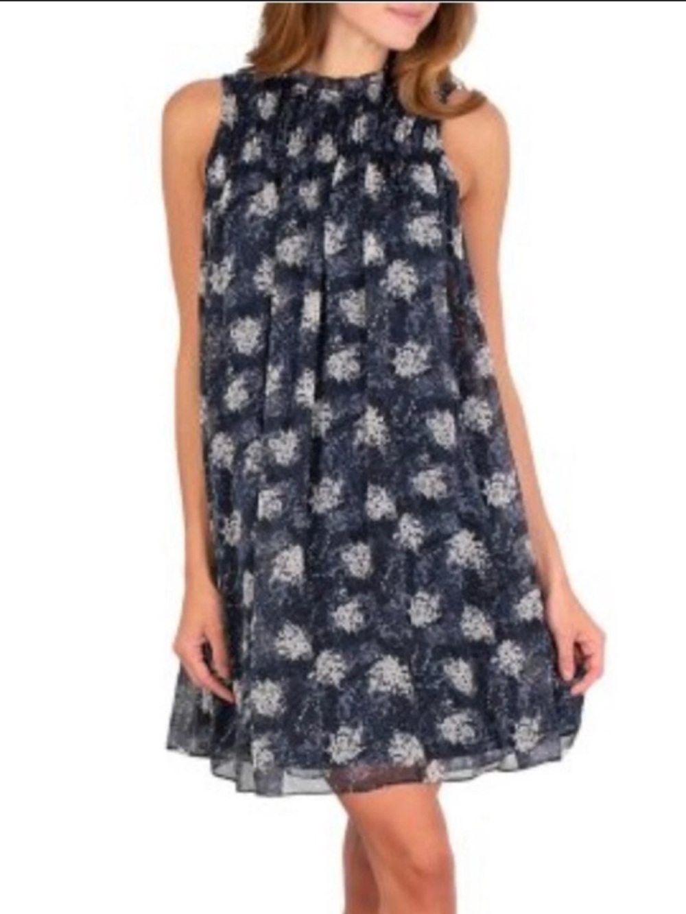 Joie Thelen Swing Chiffon Mini Dress in Baltic Print